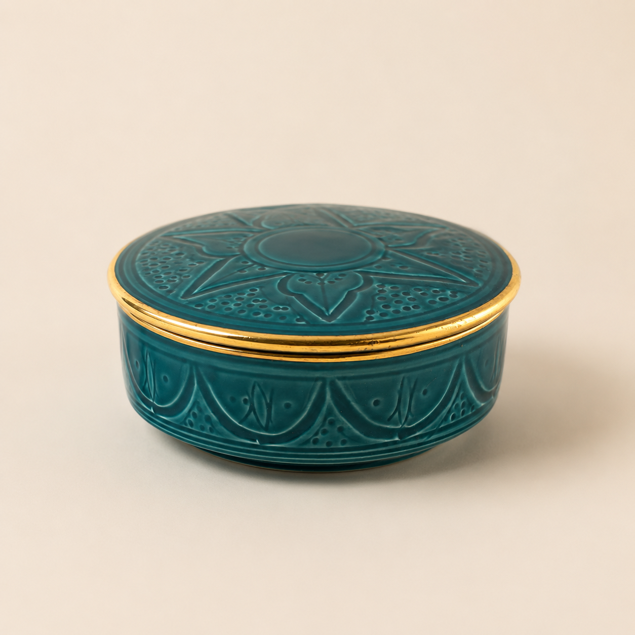 Bonbonnière Artisanale Marocaine Relief Doré
