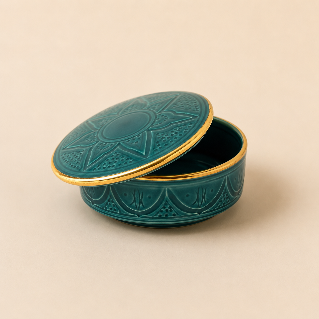 Bonbonnière Artisanale Marocaine Relief Doré