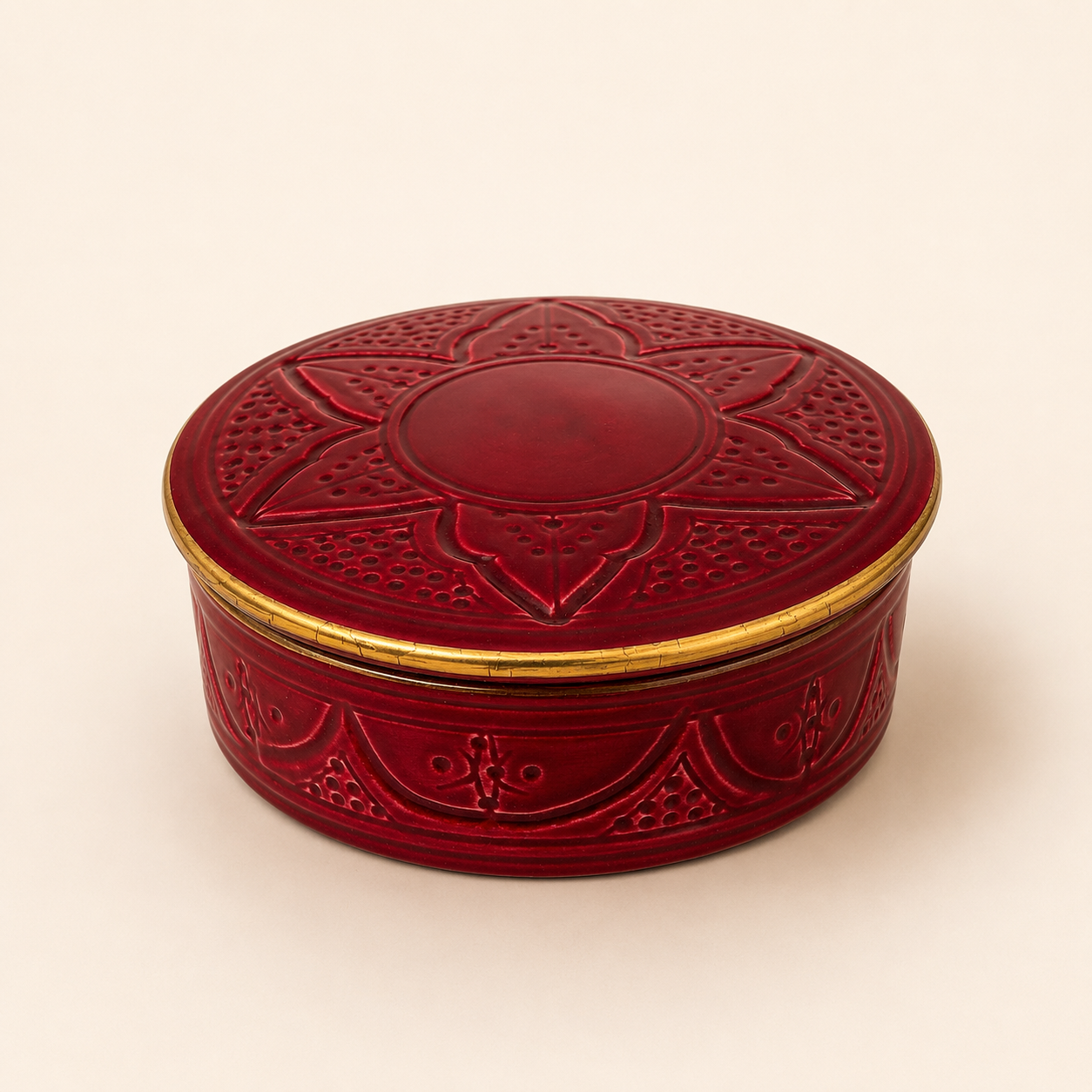 Bonbonnière Artisanale Marocaine Relief Doré