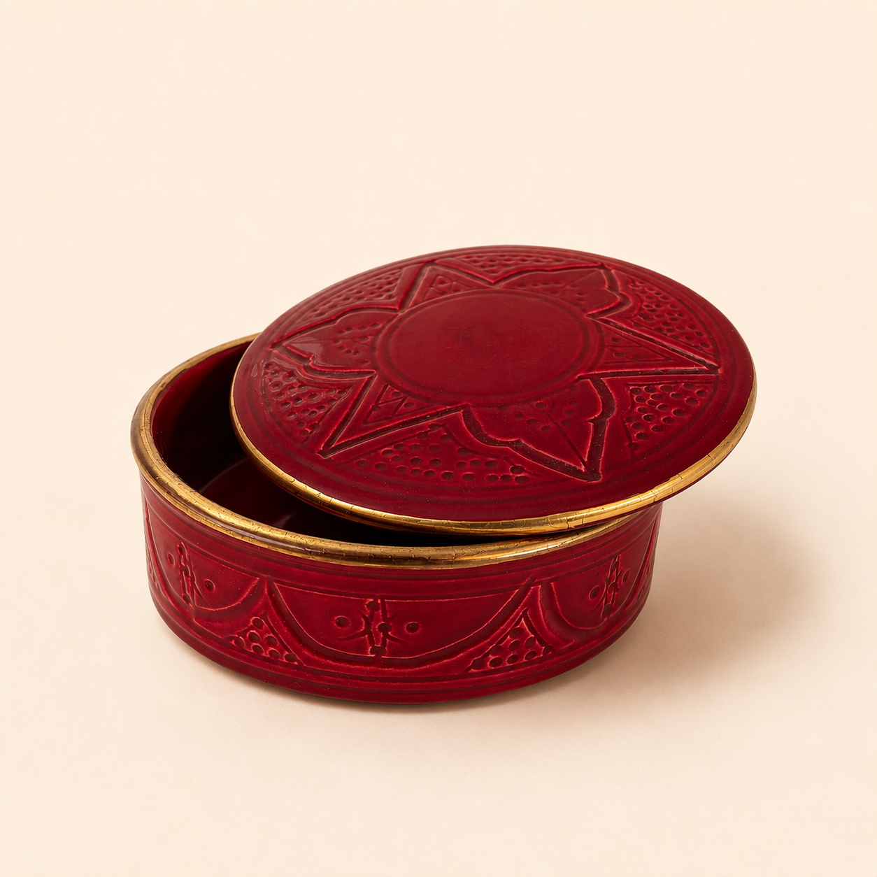 Bonbonnière Artisanale Marocaine Relief Doré