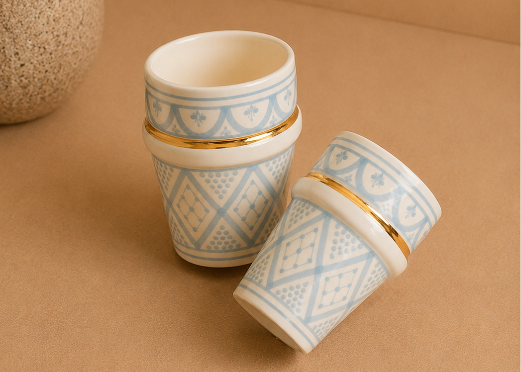 Grande Tasse Beldi Zwak Bleu Ciel Gold