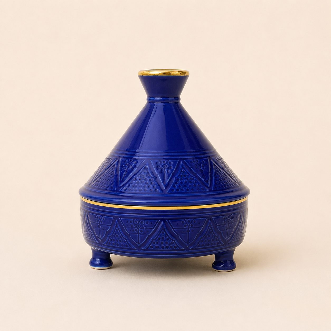 Bonbonnière Marocaine en Argile Blanche Artisanale et Finition Dorée