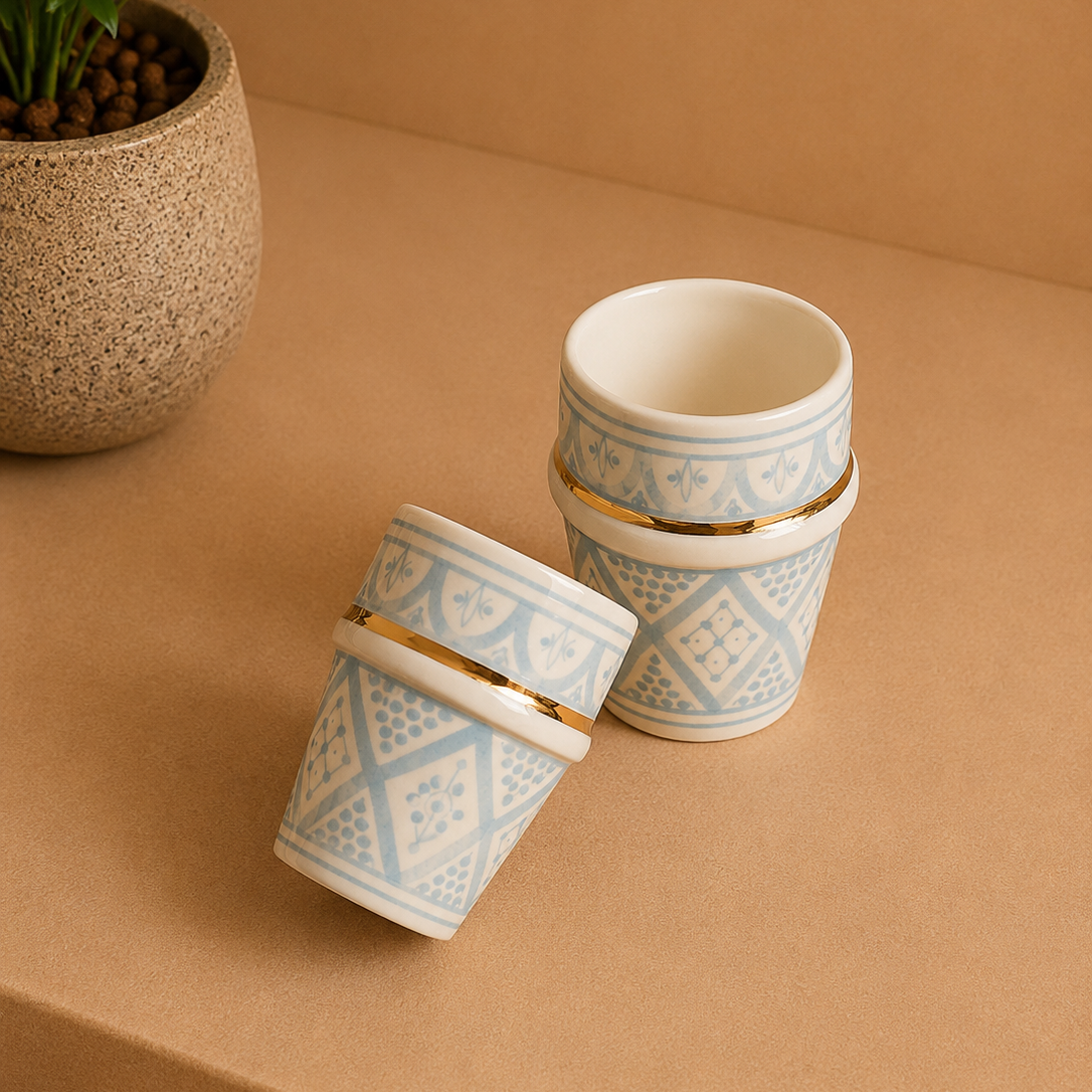 Grande Tasse Beldi Zwak Bleu Ciel Gold