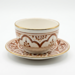 Tasse & Soucoupe en Céramique Artisanale Décor Zwak Brun Terre & Liseré Doré